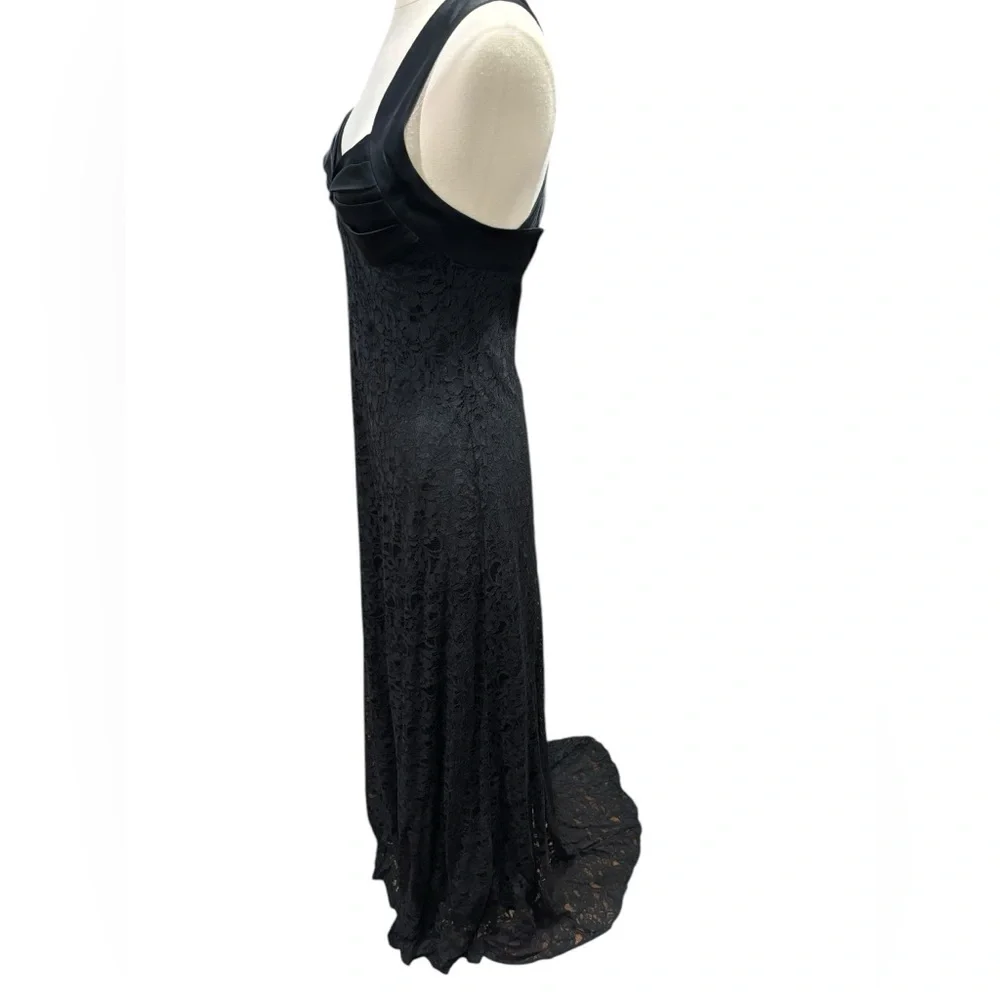 Calvin Klein Black Lace/Satin Floor Length Maxi Ball/Prom Dress-size 2 - Picture 6 of 12